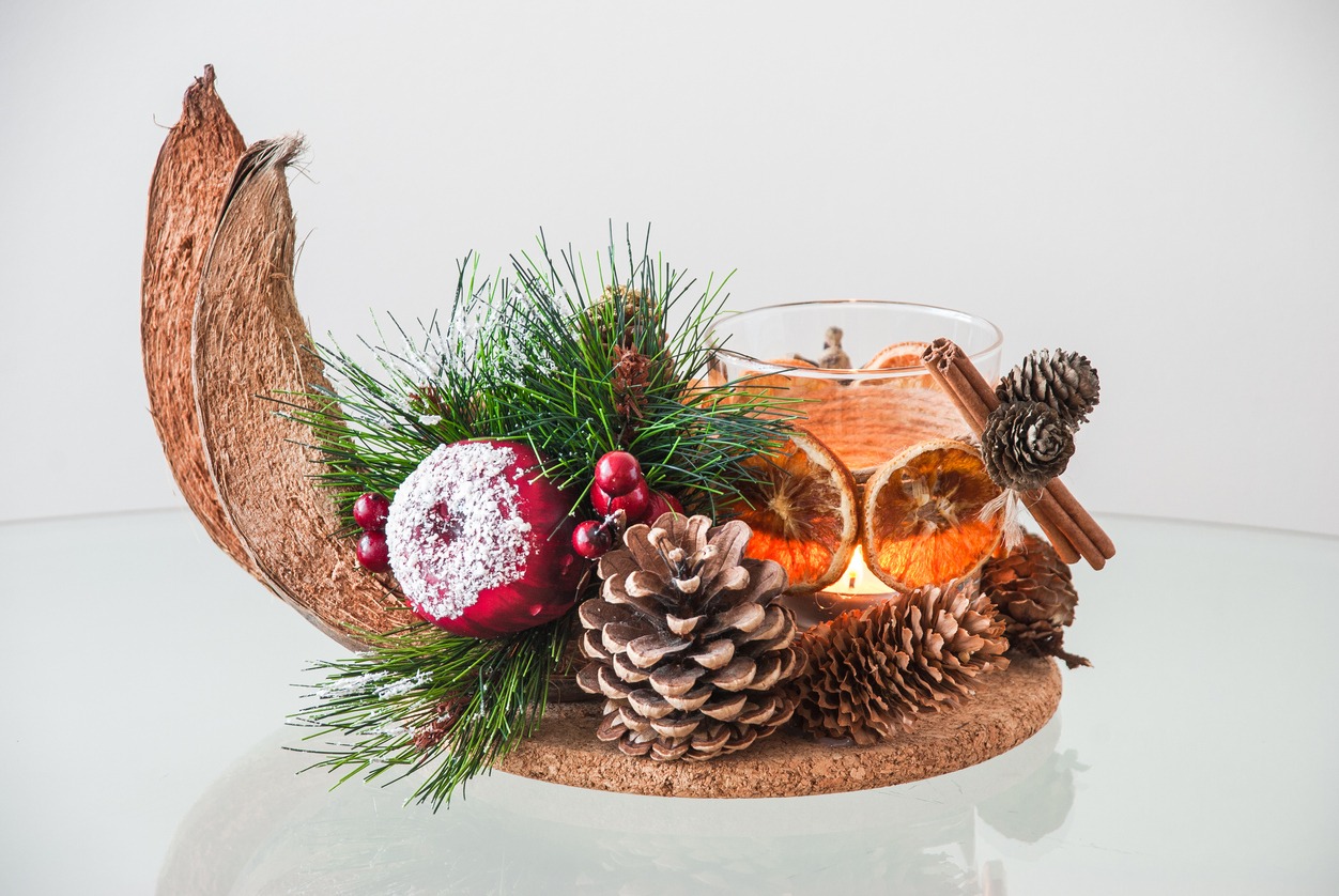 Citrus centerpiece, Citrus candle holder