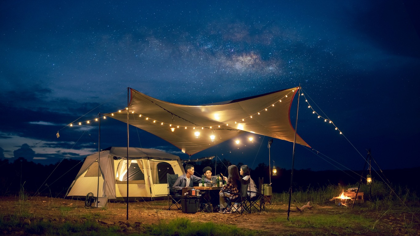 Groups of friends and couples having a drink party