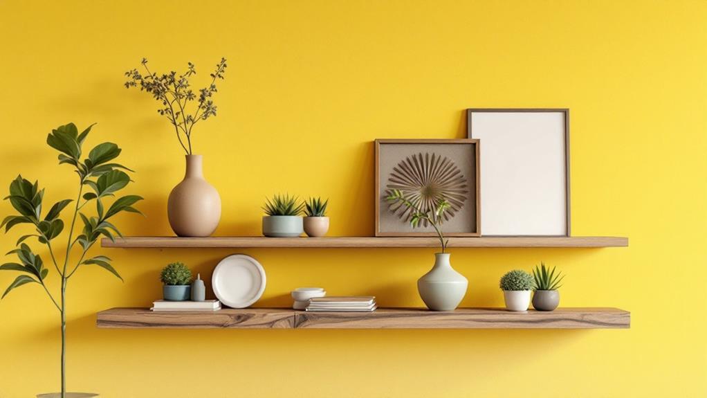 curated display floating shelves