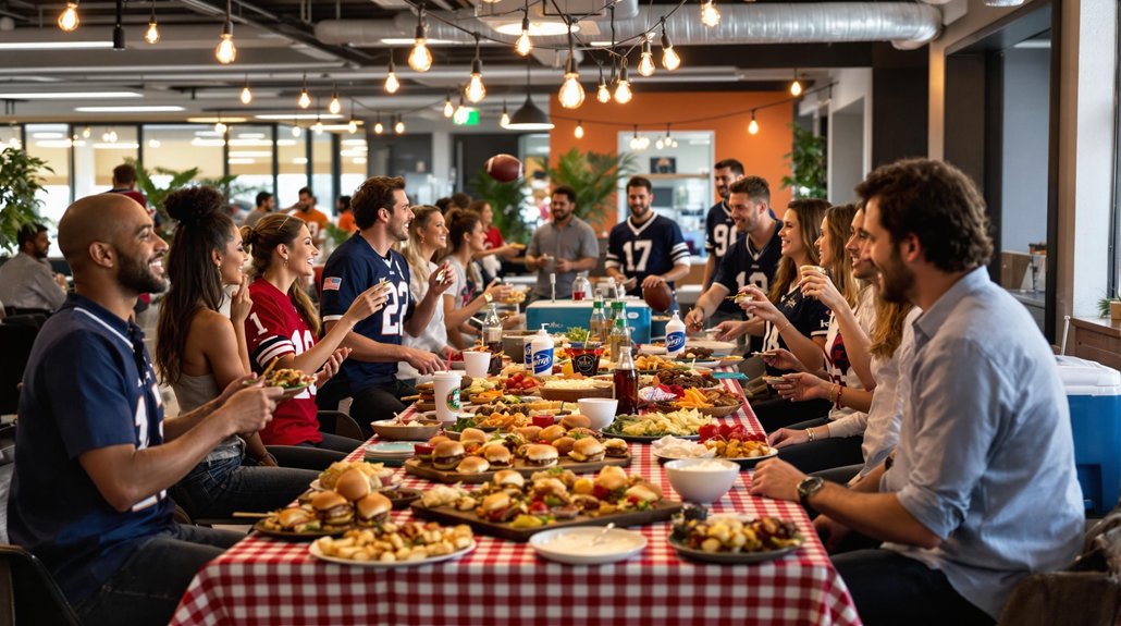football and food gathering
