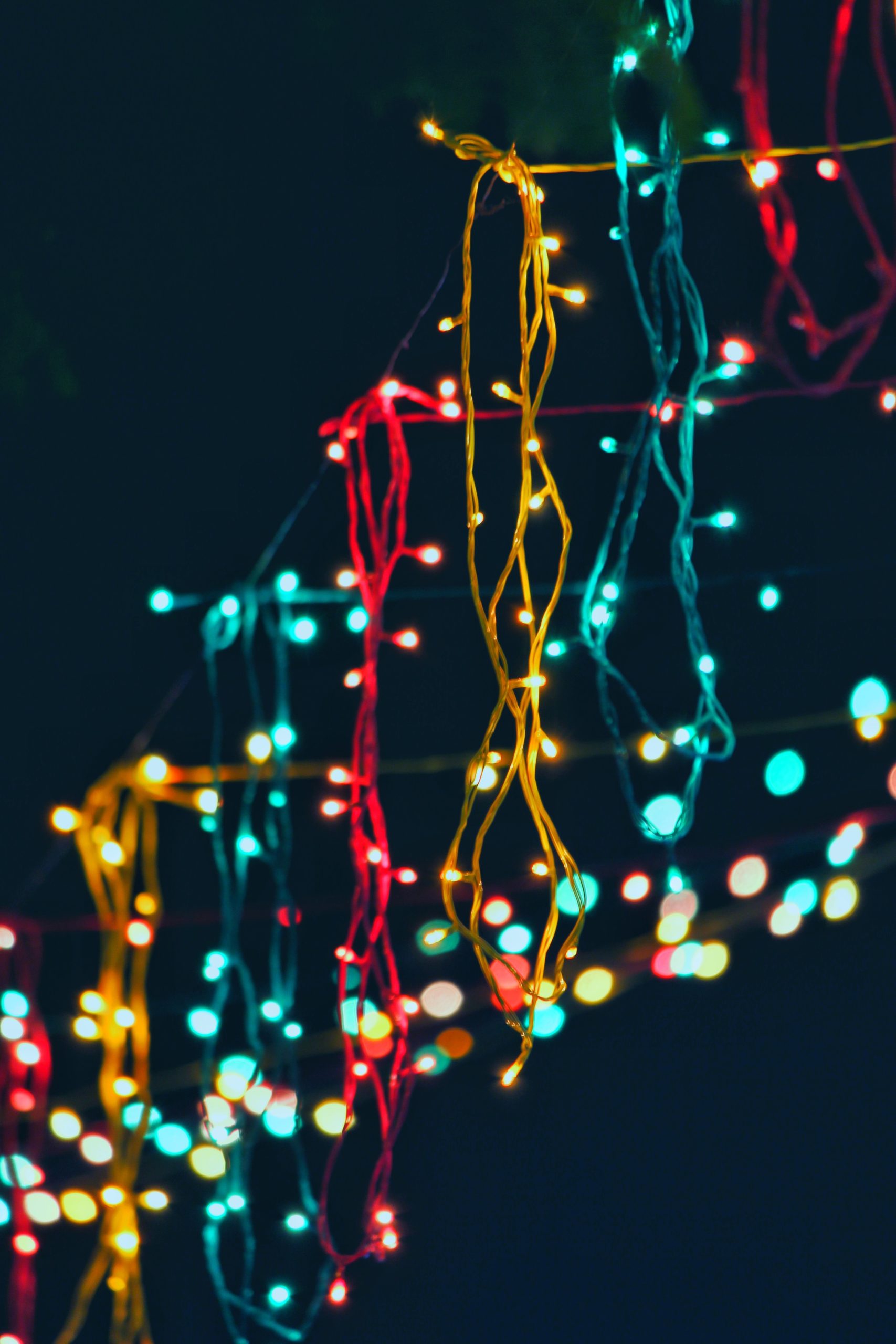 different colored strings of lights