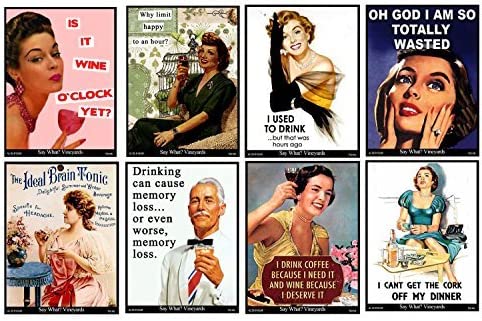 American Art Classics Funny Retro Vintage Set Themed Wine Bottle Labels