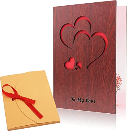 Handmade Wood Love Valentines Day Card