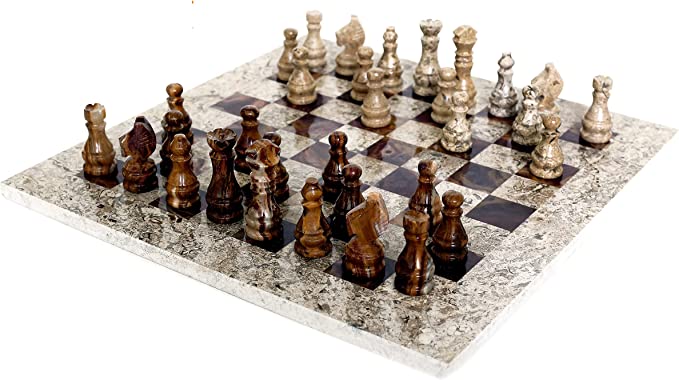 RADICALn 16 inches Fossil Coral and Dark Brown Weighted Chess Board