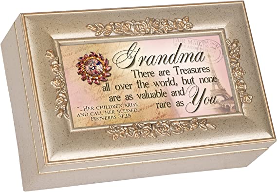 Cottage Garden Grandma Champaign Silver Music Box Jewelry Box