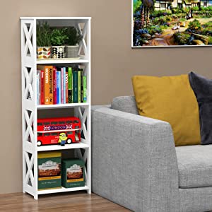 Rerii Bookcase, 3 Tier Small Bookshelf Kids Open Shelves, Standing Book Storage Case Shelf Display Rack Table