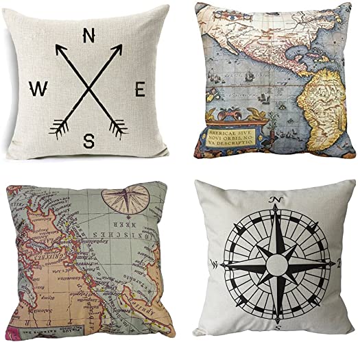 Wonder4 Geography Theme Throw Pillow Covers