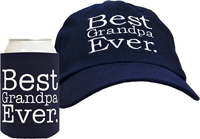 Best Grandpa Ever 2-Piece Hat Cap and Coolie Gift Set Bundle