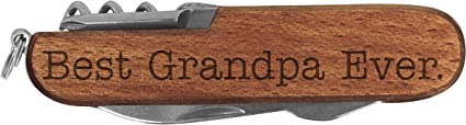 Grandpa Knife Best Grandpa Ever Laser Engraved Dark Wood