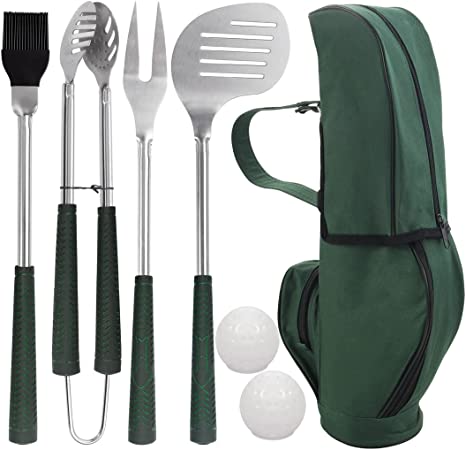 POLIGO 7pcs Golf-Club Style BBQ Grill Accessories Kit