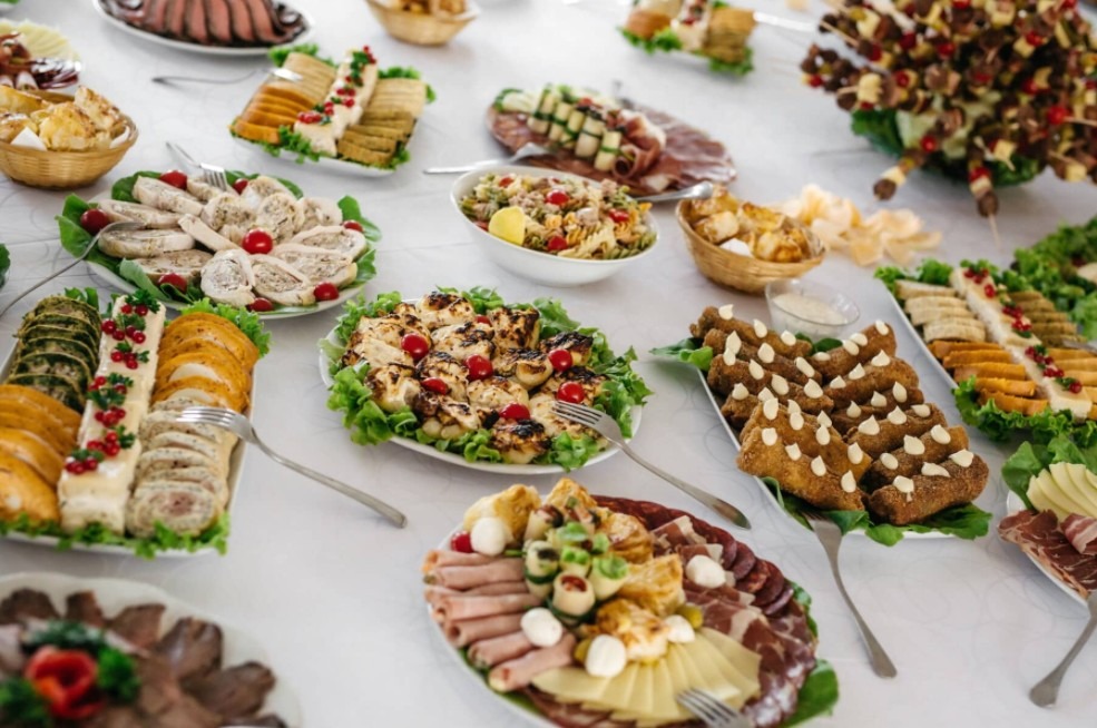 Food served on a party