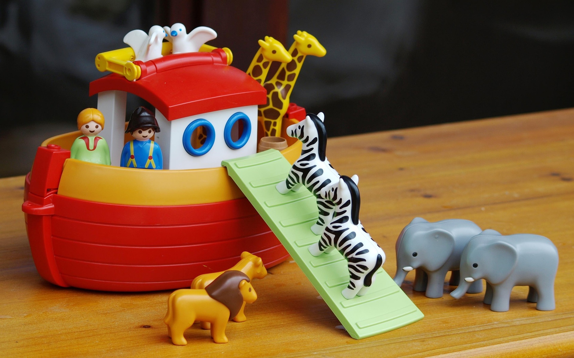 Toy Noah’s ark with toy animals