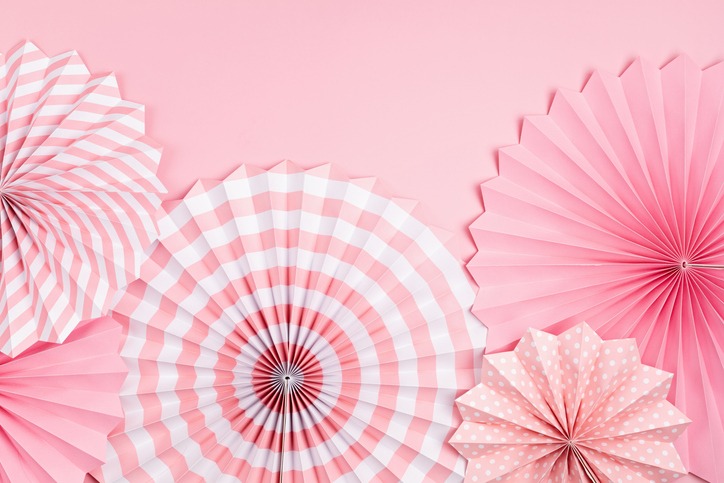 Pink paper fans decorations