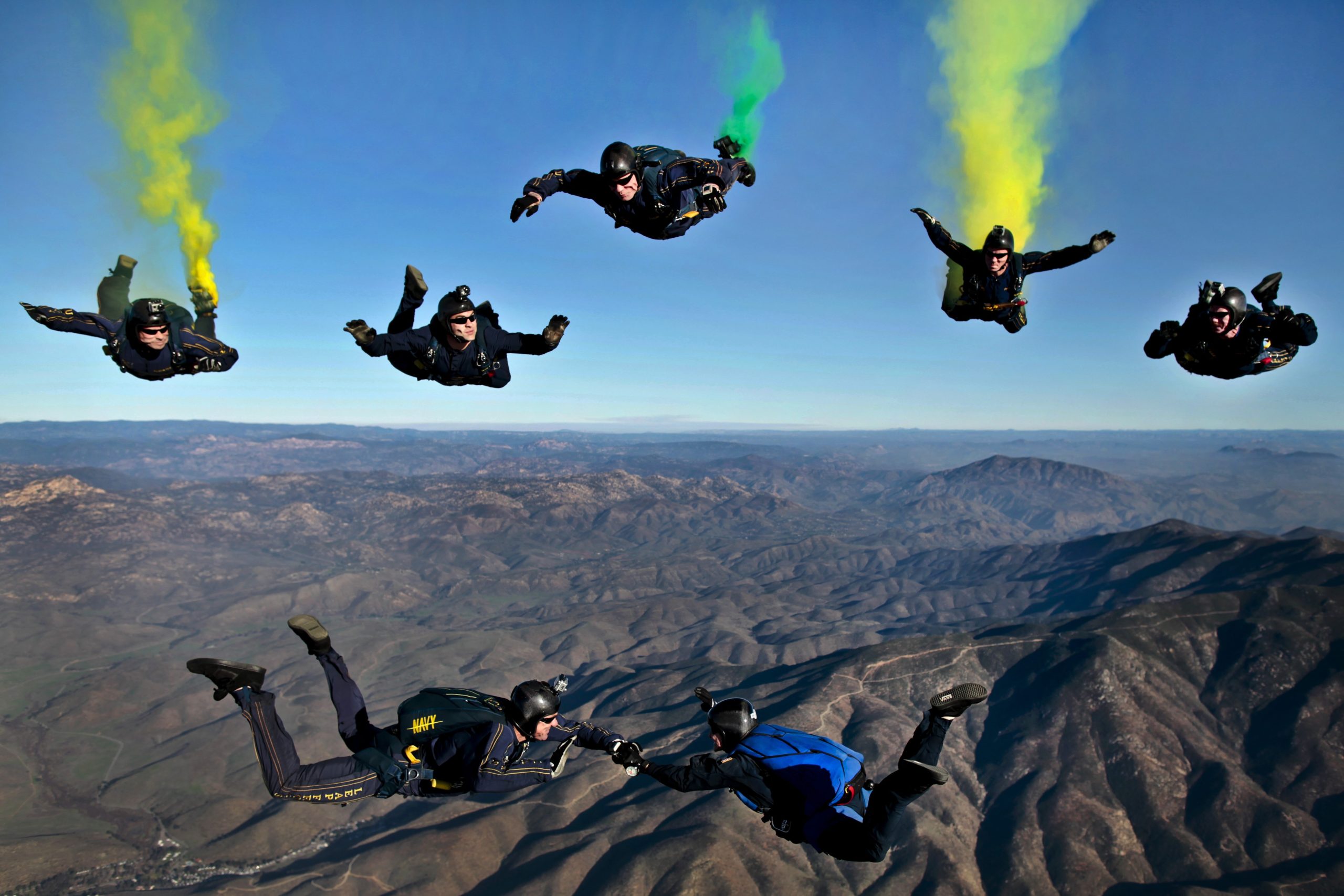 a group of people sky diving