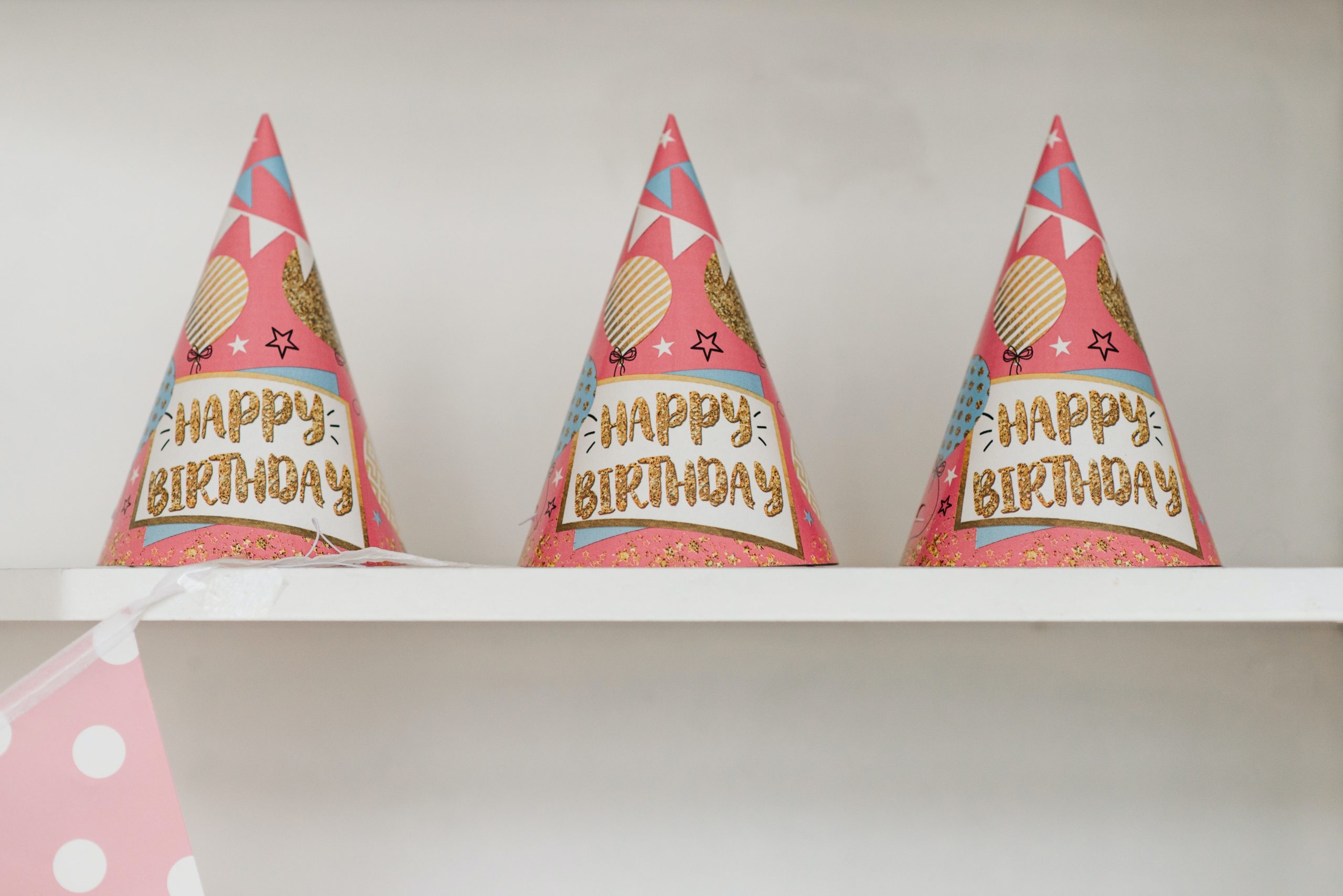 a close-up shot of party hats
