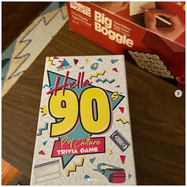 Hella 90s Pop Culture Trivia Game box on a table