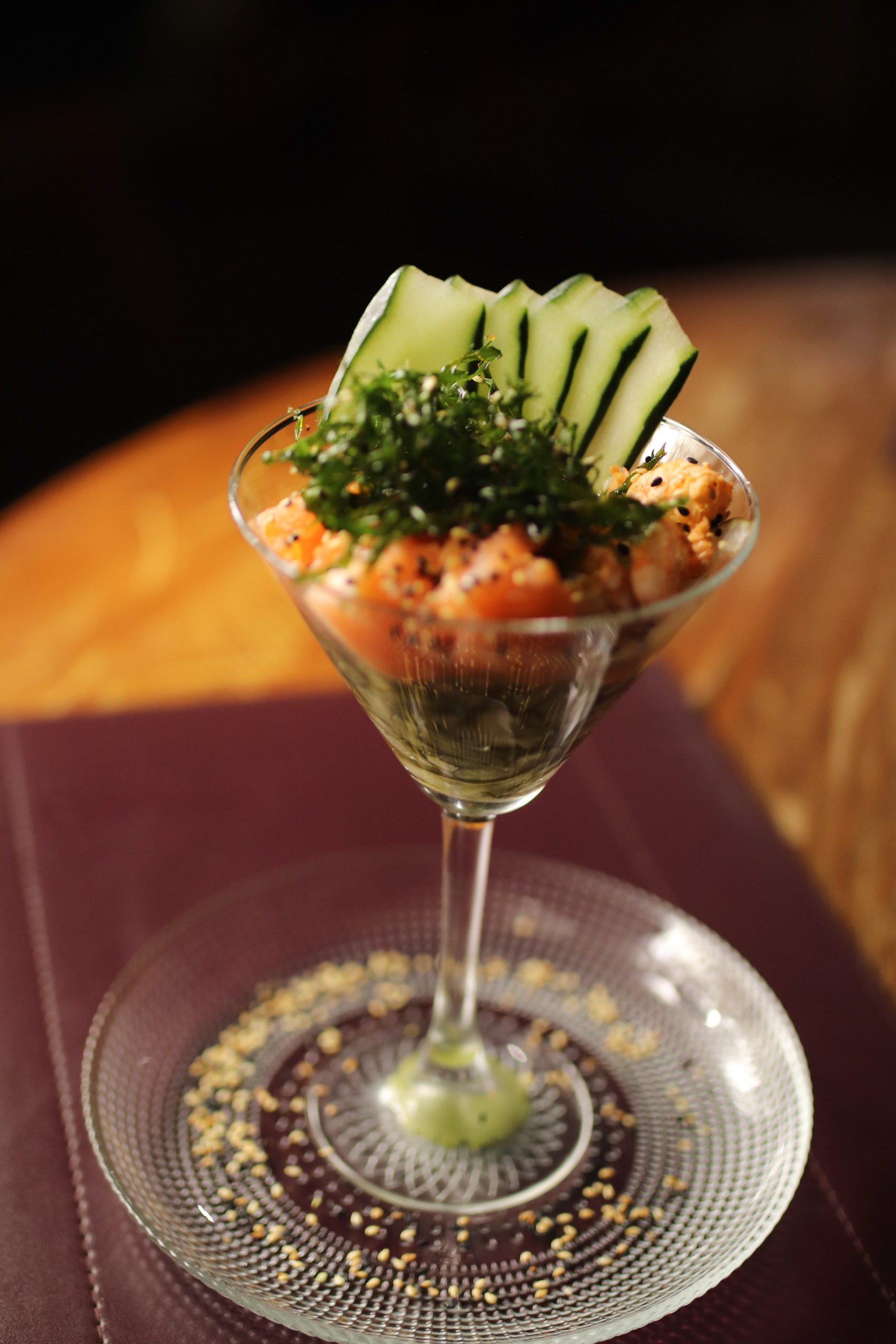Place photo on the subheading a shrimp cocktail serve in a cocktail glass