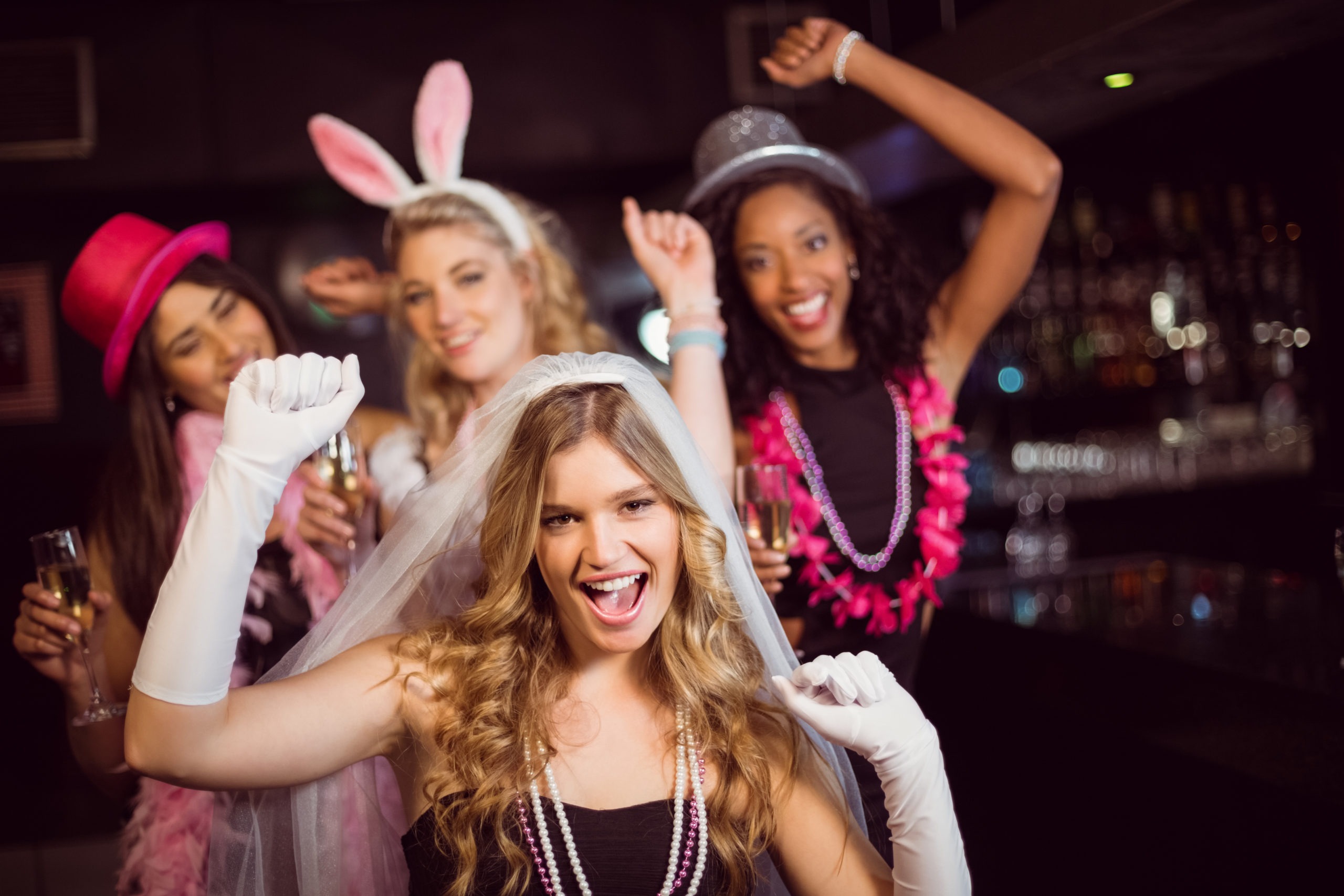 women enjoying at a bachelorette party