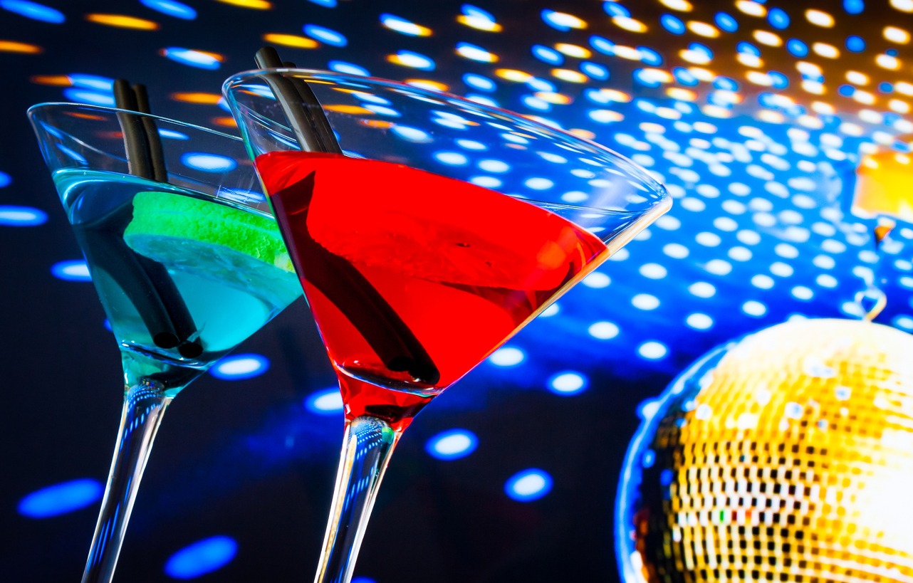 Cocktail drinks in a Disco theme music party